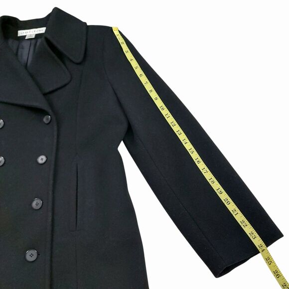 Larry Levine Pea Coat Womens 8 Black 100% Wool Double Breasted Dark Academia - Picture 12 of 12